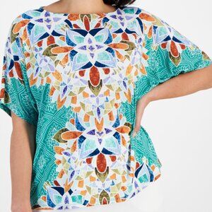 NWT JM Collection sz XXL dolman sleeve with geometric print shirt